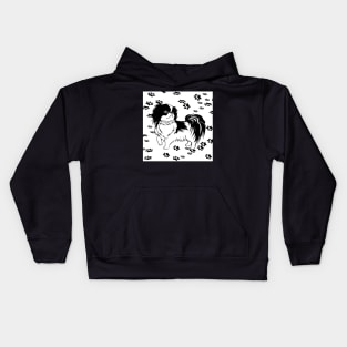 Dog Lover Black & White ShihTzu or Pekingese Dogs Cute Paw Prints Kids Hoodie